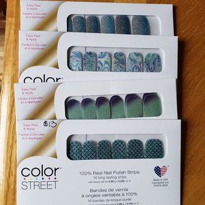 Color Street RETIRED Blue Green GLITTER Bundle!